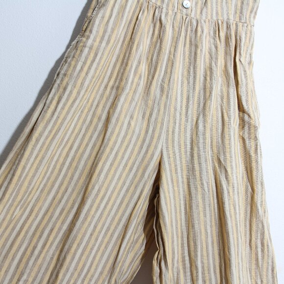 Madewell Sleeveless Wide-Leg Jumpsuit French Vanilla Striped Linen Yellow Size 2 - Picture 4 of 16